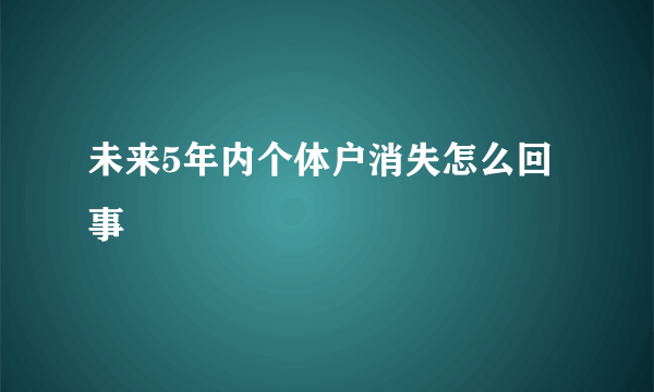 未来5年内个体户消失怎么回事