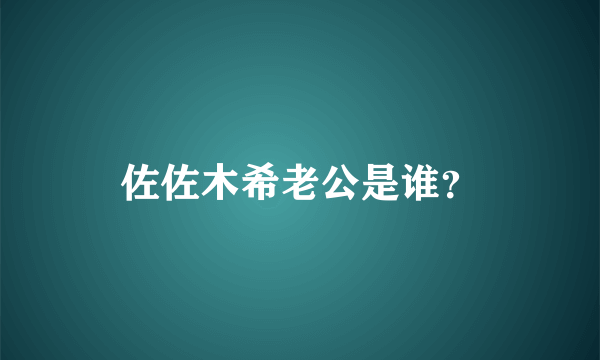 佐佐木希老公是谁？