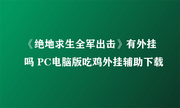 《绝地求生全军出击》有外挂吗 PC电脑版吃鸡外挂辅助下载