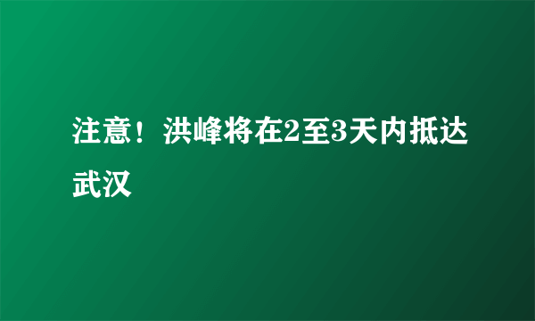 注意！洪峰将在2至3天内抵达武汉