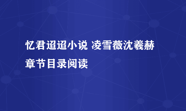 忆君迢迢小说 凌雪薇沈羲赫章节目录阅读