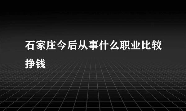 石家庄今后从事什么职业比较挣钱