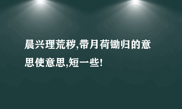 晨兴理荒秽,带月荷锄归的意思使意思,短一些!