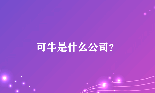 可牛是什么公司？