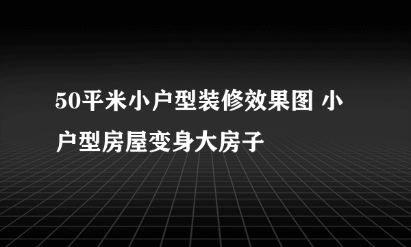 50平米小户型装修效果图 小户型房屋变身大房子