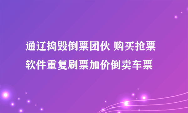 通辽捣毁倒票团伙 购买抢票软件重复刷票加价倒卖车票