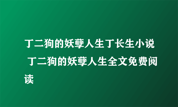 丁二狗的妖孽人生丁长生小说 丁二狗的妖孽人生全文免费阅读