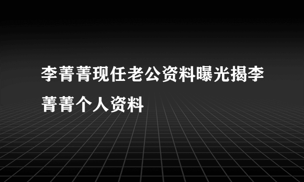 李菁菁现任老公资料曝光揭李菁菁个人资料