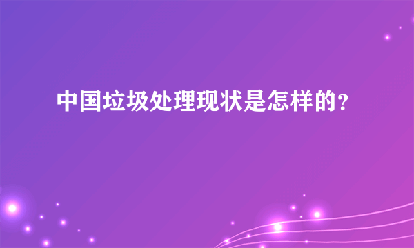 中国垃圾处理现状是怎样的？