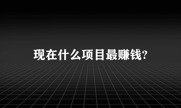 现在什么项目最赚钱?