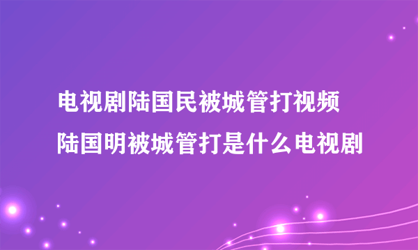 电视剧陆国民被城管打视频 陆国明被城管打是什么电视剧