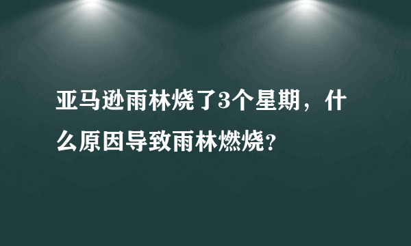 亚马逊雨林烧了3个星期，什么原因导致雨林燃烧？