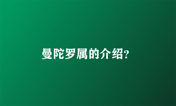 曼陀罗属的介绍？