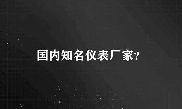 国内知名仪表厂家？