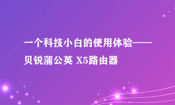 一个科技小白的使用体验——贝锐蒲公英 X5路由器