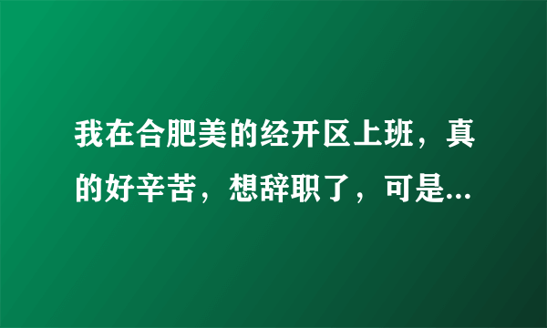 我在合肥美的经开区上班，真的好辛苦，想辞职了，可是对未来一片茫然，我该怎么办？