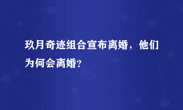 玖月奇迹组合宣布离婚，他们为何会离婚？