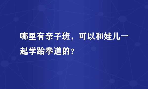 哪里有亲子班，可以和娃儿一起学跆拳道的？