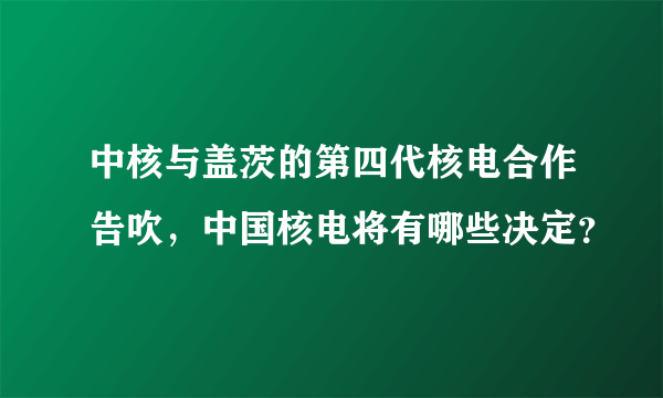 中核与盖茨的第四代核电合作告吹，中国核电将有哪些决定？