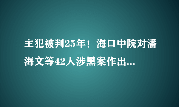 主犯被判25年！海口中院对潘海文等42人涉黑案作出一审宣判