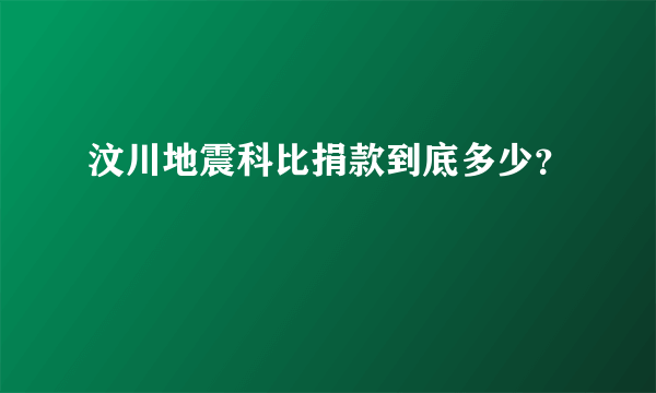 汶川地震科比捐款到底多少？