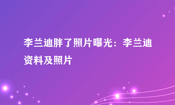 李兰迪胖了照片曝光：李兰迪资料及照片