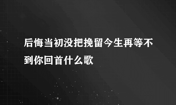 后悔当初没把挽留今生再等不到你回首什么歌