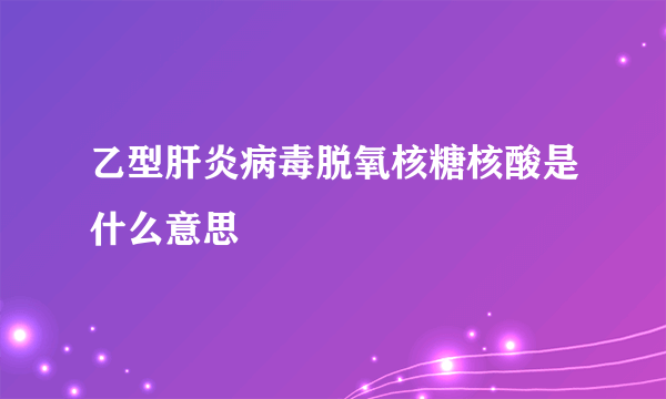 乙型肝炎病毒脱氧核糖核酸是什么意思