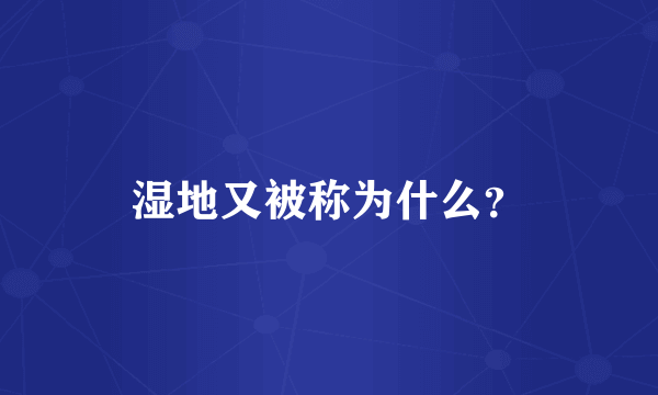 湿地又被称为什么？