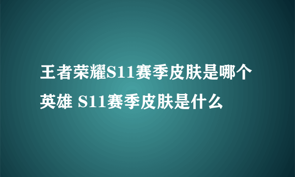 王者荣耀S11赛季皮肤是哪个英雄 S11赛季皮肤是什么