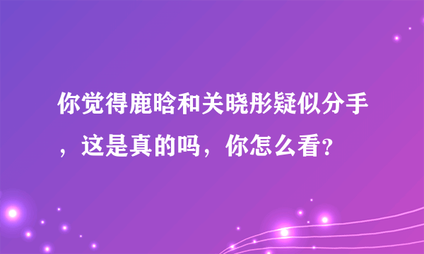 你觉得鹿晗和关晓彤疑似分手，这是真的吗，你怎么看？