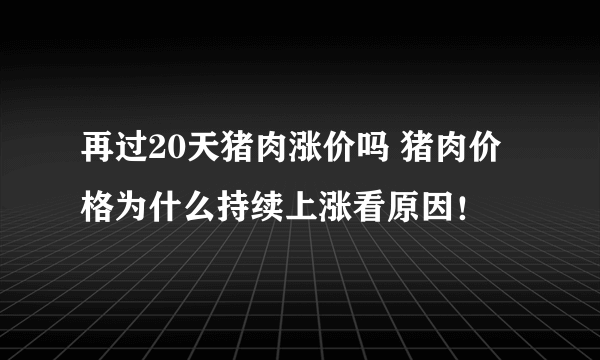 再过20天猪肉涨价吗 猪肉价格为什么持续上涨看原因！