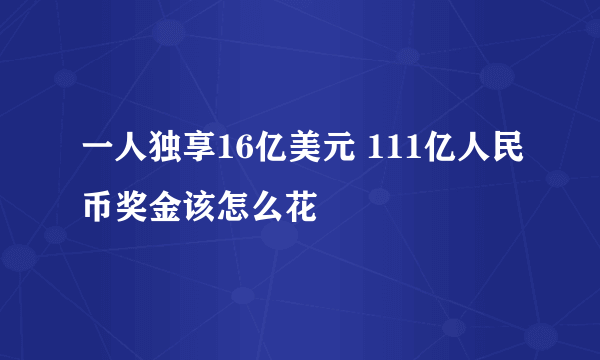 一人独享16亿美元 111亿人民币奖金该怎么花