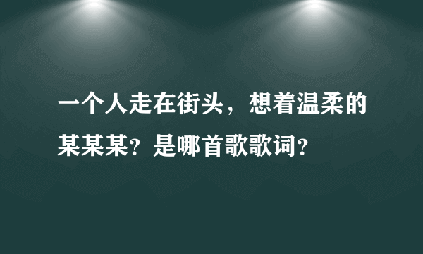 一个人走在街头，想着温柔的某某某？是哪首歌歌词？