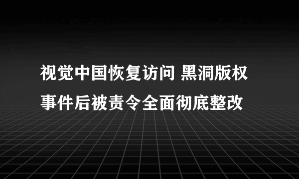 视觉中国恢复访问 黑洞版权事件后被责令全面彻底整改