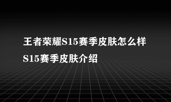 王者荣耀S15赛季皮肤怎么样 S15赛季皮肤介绍