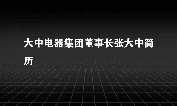 大中电器集团董事长张大中简历