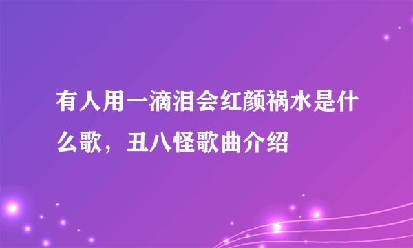 有人用一滴泪会红颜祸水是什么歌，丑八怪歌曲介绍