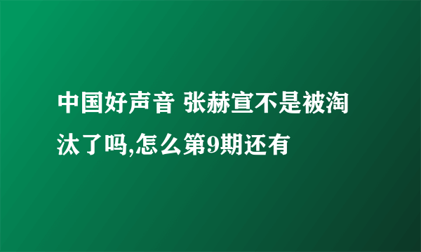 中国好声音 张赫宣不是被淘汰了吗,怎么第9期还有