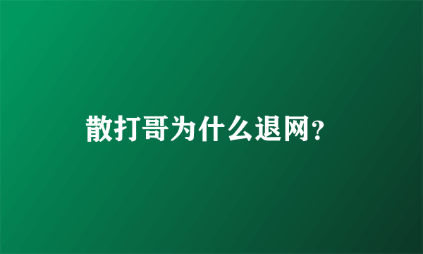 散打哥为什么退网？