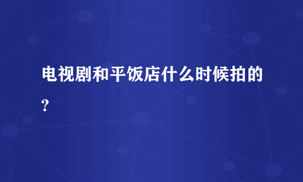 电视剧和平饭店什么时候拍的？