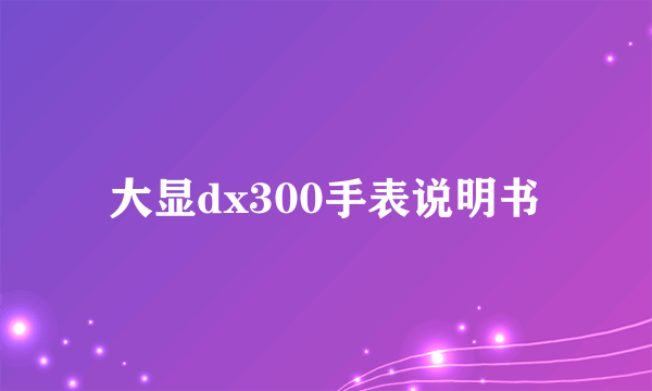 大显dx300手表说明书