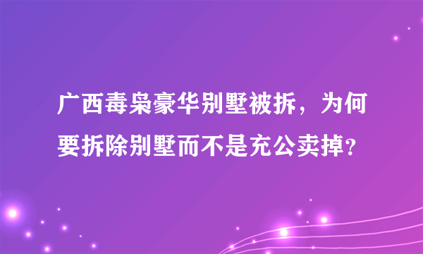 广西毒枭豪华别墅被拆，为何要拆除别墅而不是充公卖掉？