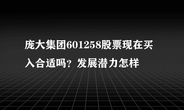 庞大集团601258股票现在买入合适吗？发展潜力怎样