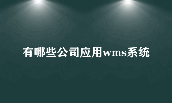 有哪些公司应用wms系统