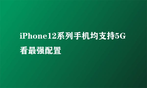 iPhone12系列手机均支持5G 看最强配置