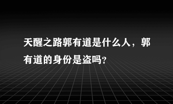 天醒之路郭有道是什么人，郭有道的身份是盗吗？