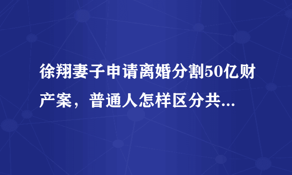 徐翔妻子申请离婚分割50亿财产案，普通人怎样区分共同财产？