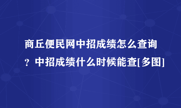 商丘便民网中招成绩怎么查询？中招成绩什么时候能查[多图]