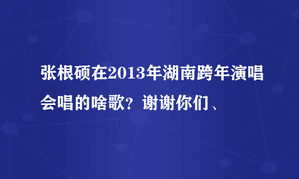 张根硕在2013年湖南跨年演唱会唱的啥歌？谢谢你们、